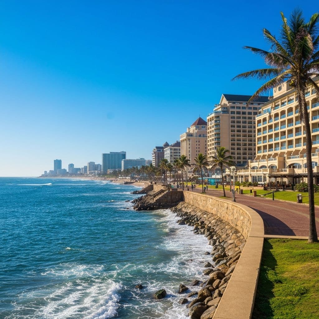 Durban's beachfront promenade along the Indian Ocean