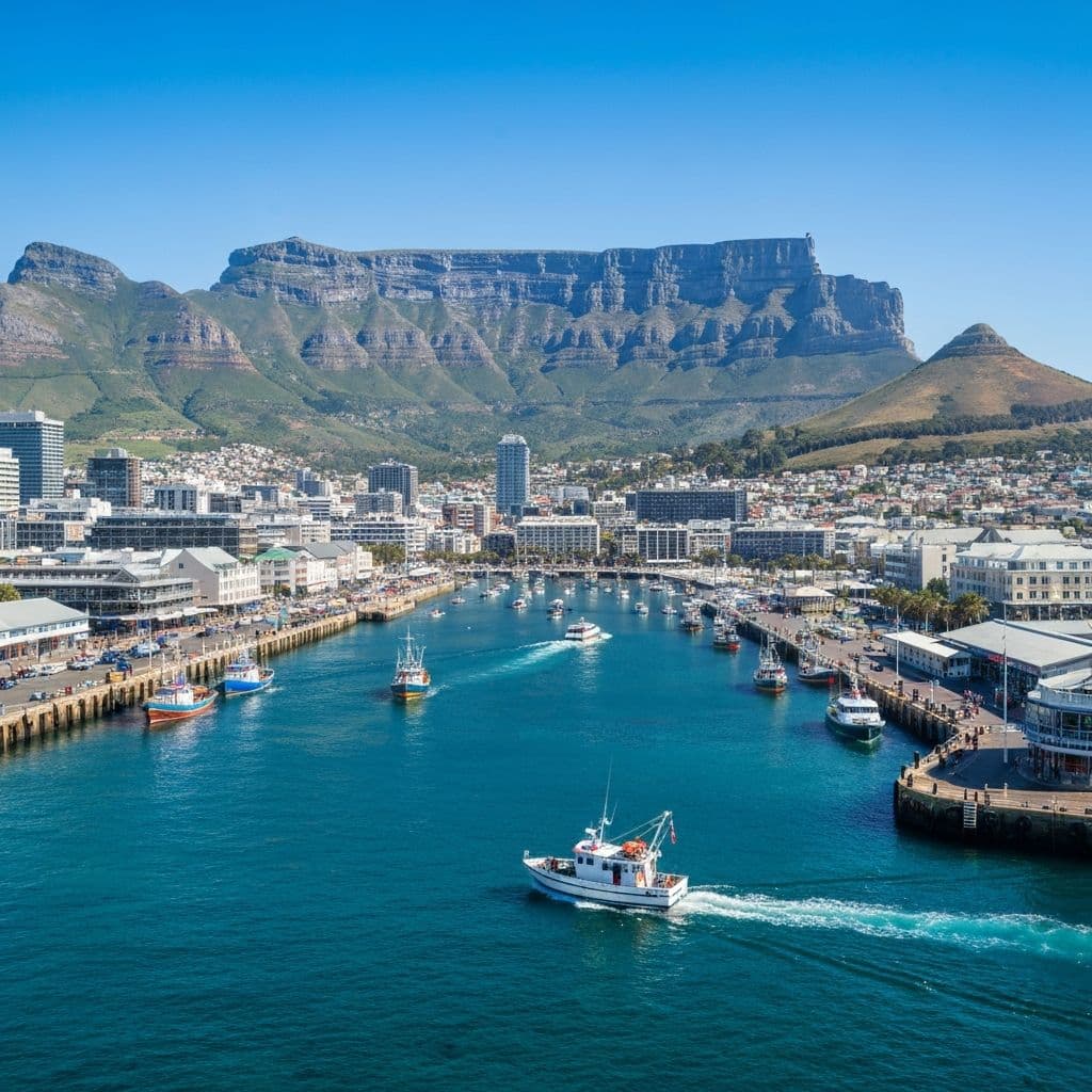 Cape Town beneath Table Mountain, wrapped by Table Bay and the Atlantic seaboard